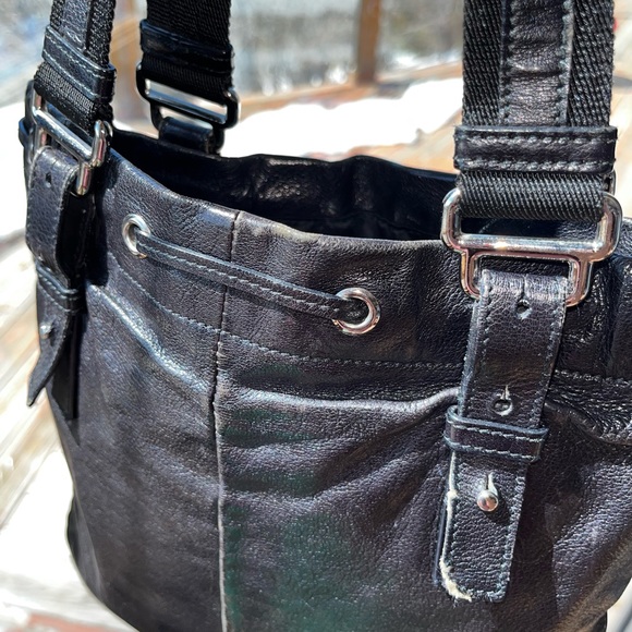 YSL: Studded Drawstring Leather Kahala Tote Bag - Picture 11 of 17